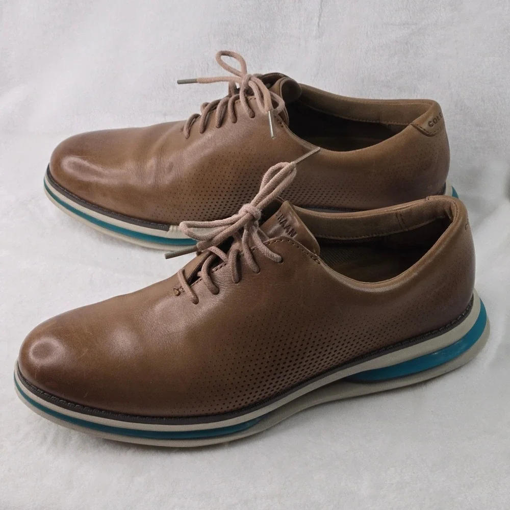 Cole Haan OriginalGrand Wingtip Oxford Mens 9M Brown Leather C37099 Blue Sole